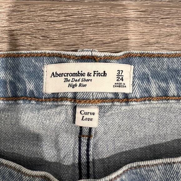 NWT Abercrombie & Fitch Women Shorts 37/24 Blue Denim The Dad Shorts - Picture 4 of 6